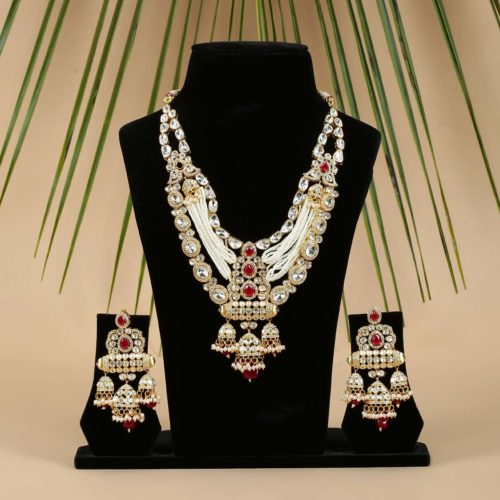 Pearl Maroon Necklace Set
