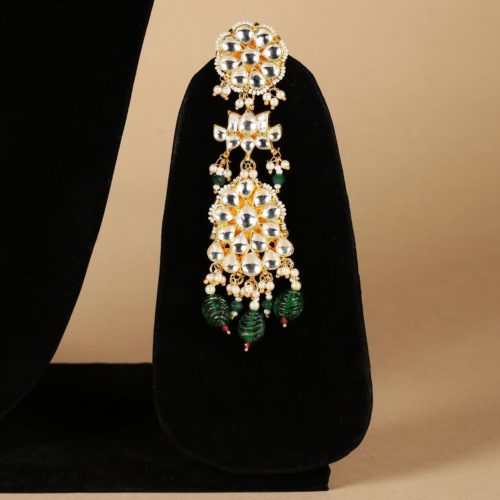 Heavy Green Beads Bridal Earrings Set