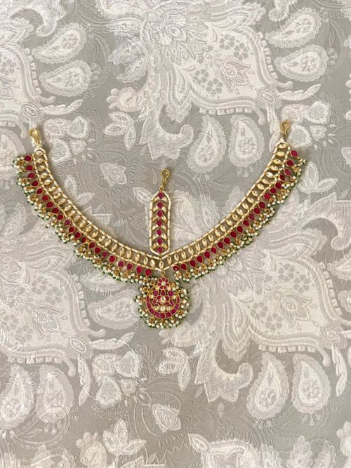 Pachi Kundan Beads Mathapatti