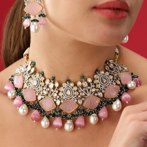 Baby Pink Sea Beads Choker Set