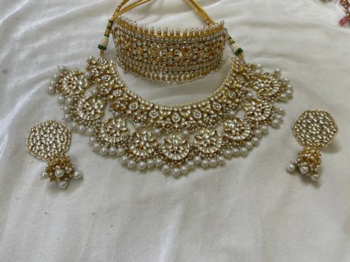 Gold Pearl Double Choker Bridal Set
